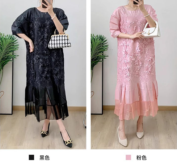 Coiled Floral Hand-Pleated Midi Dress 2