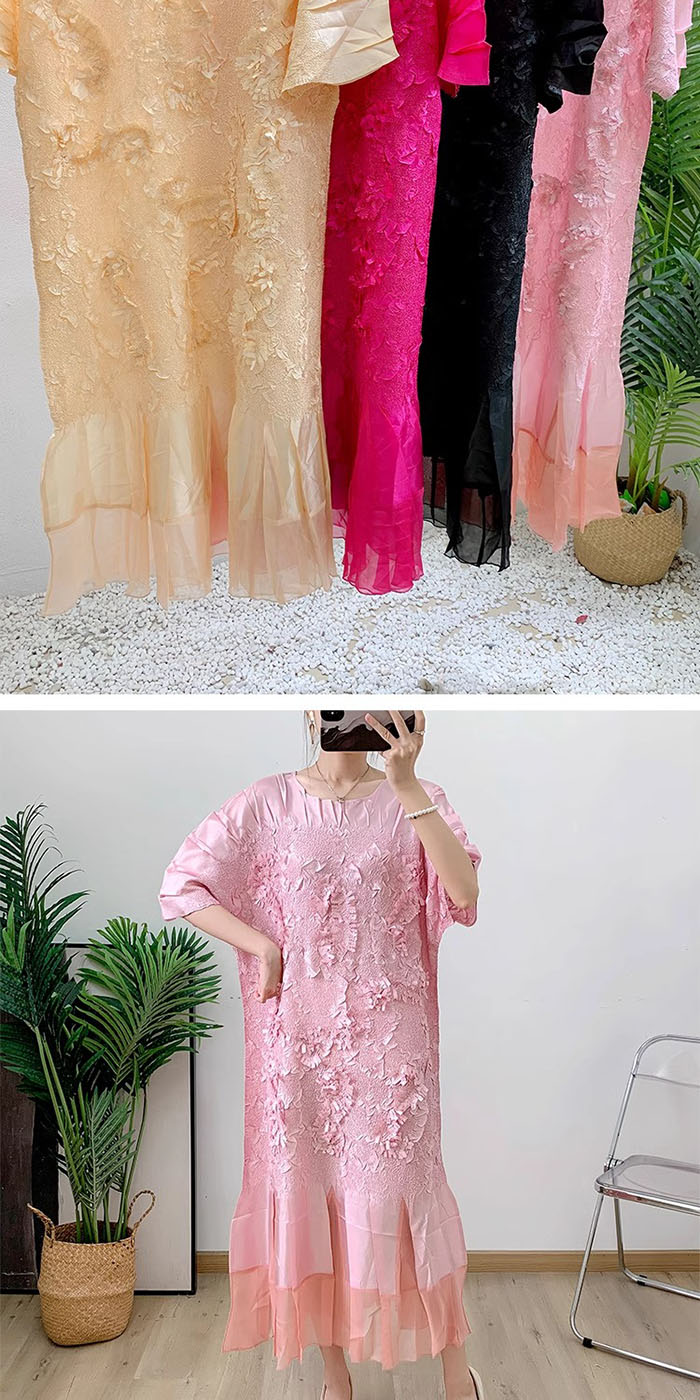 Coiled Floral Hand-Pleated Midi Dress 4