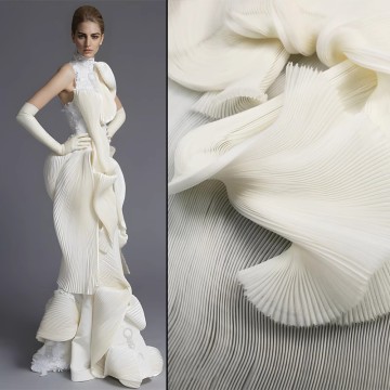 Liquid-Lustre Laser Organza: Hydra-Pressed Accordion Couture Textile
