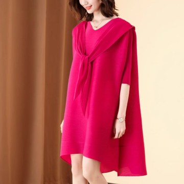 Hoodie Dress with Shawl Collar & V-Neck – Relax...