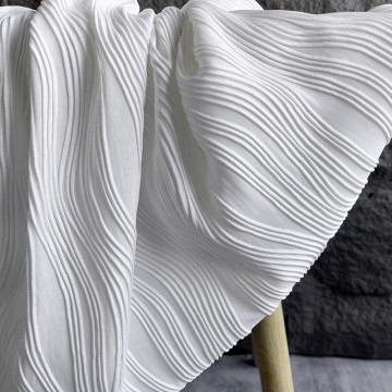 Textured Wave-Striped Stretch 3D Jacquard Pleated Fabric