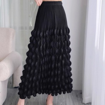 Bubble Pleat Midi Skirt | High-Waisted A-Line Silhouette for Women – Lightweight & Flattering