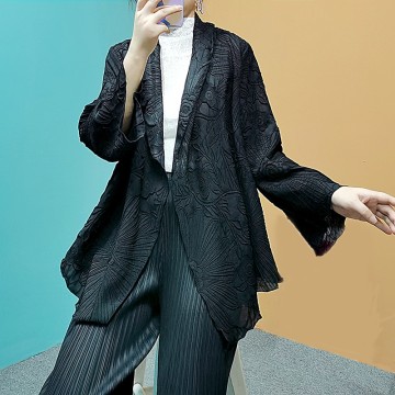 Women's Sunflower Embroidered Crinkled Cover-Up Cardigan - Long Sleeve Lightweight Sun Protection